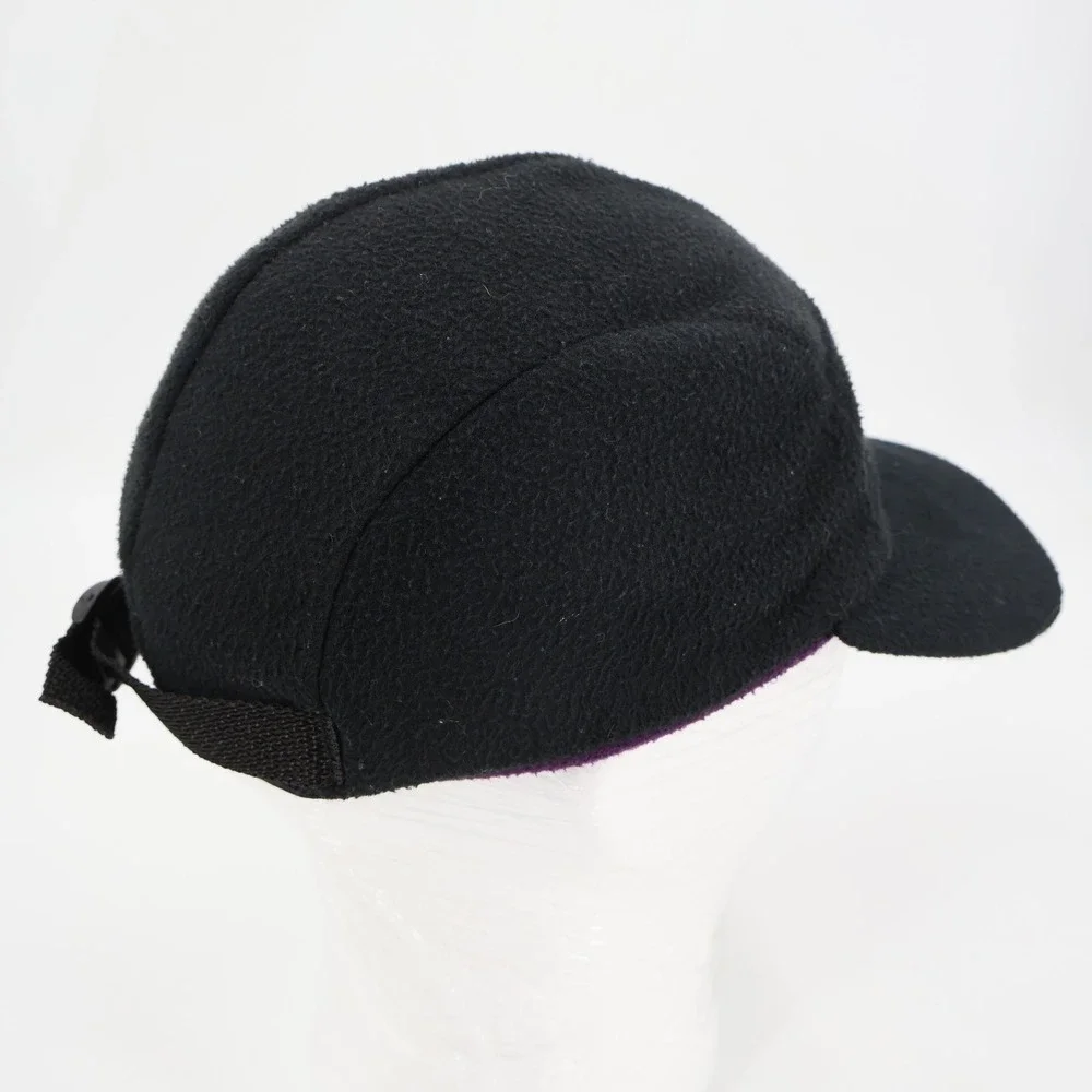 Bula Fleece 5 Panel Cap Mens OSFM Black Purple Ear Flaps Made in USA Hat
